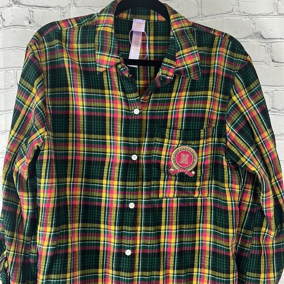 Savage Fenty plaid button up shirt top raw hem size medium - Picture 3 of 11